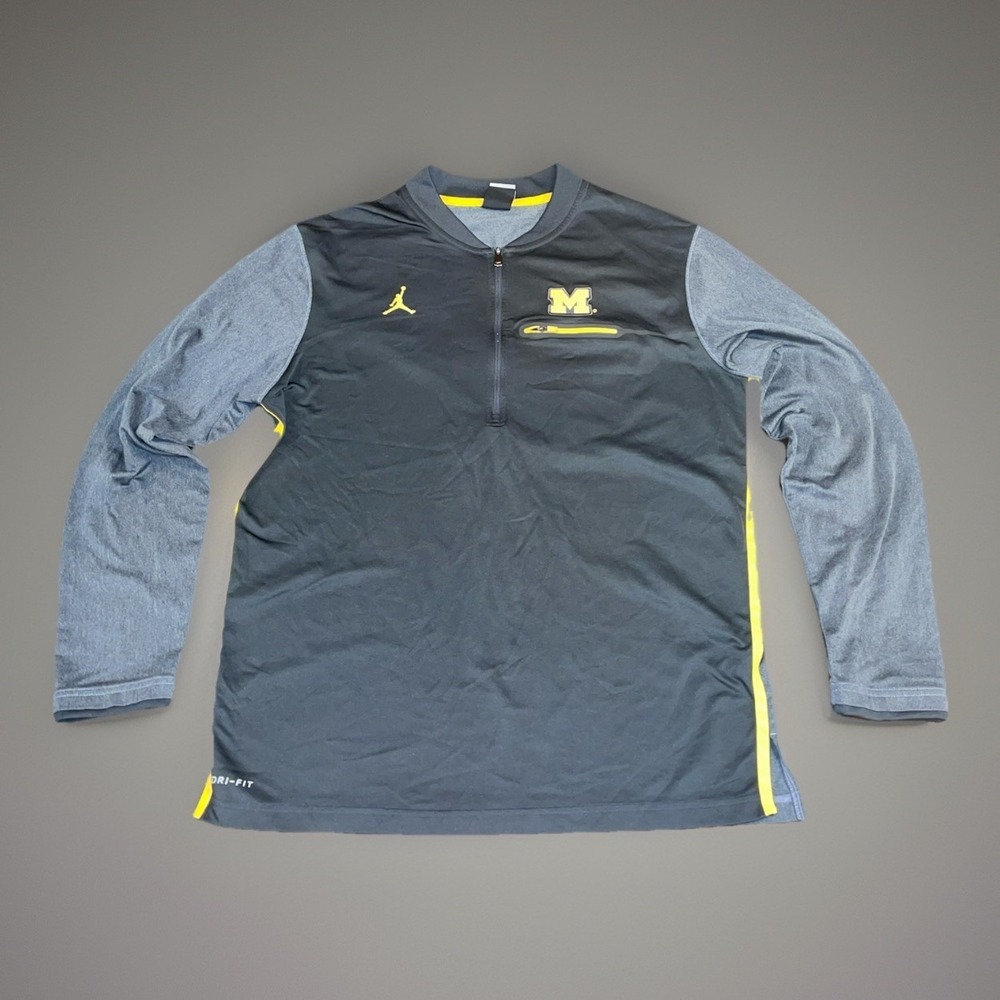 NIKE JORDAN University Michigan Wolverines 1/4 Quarter Zip Pullover Jacket Large